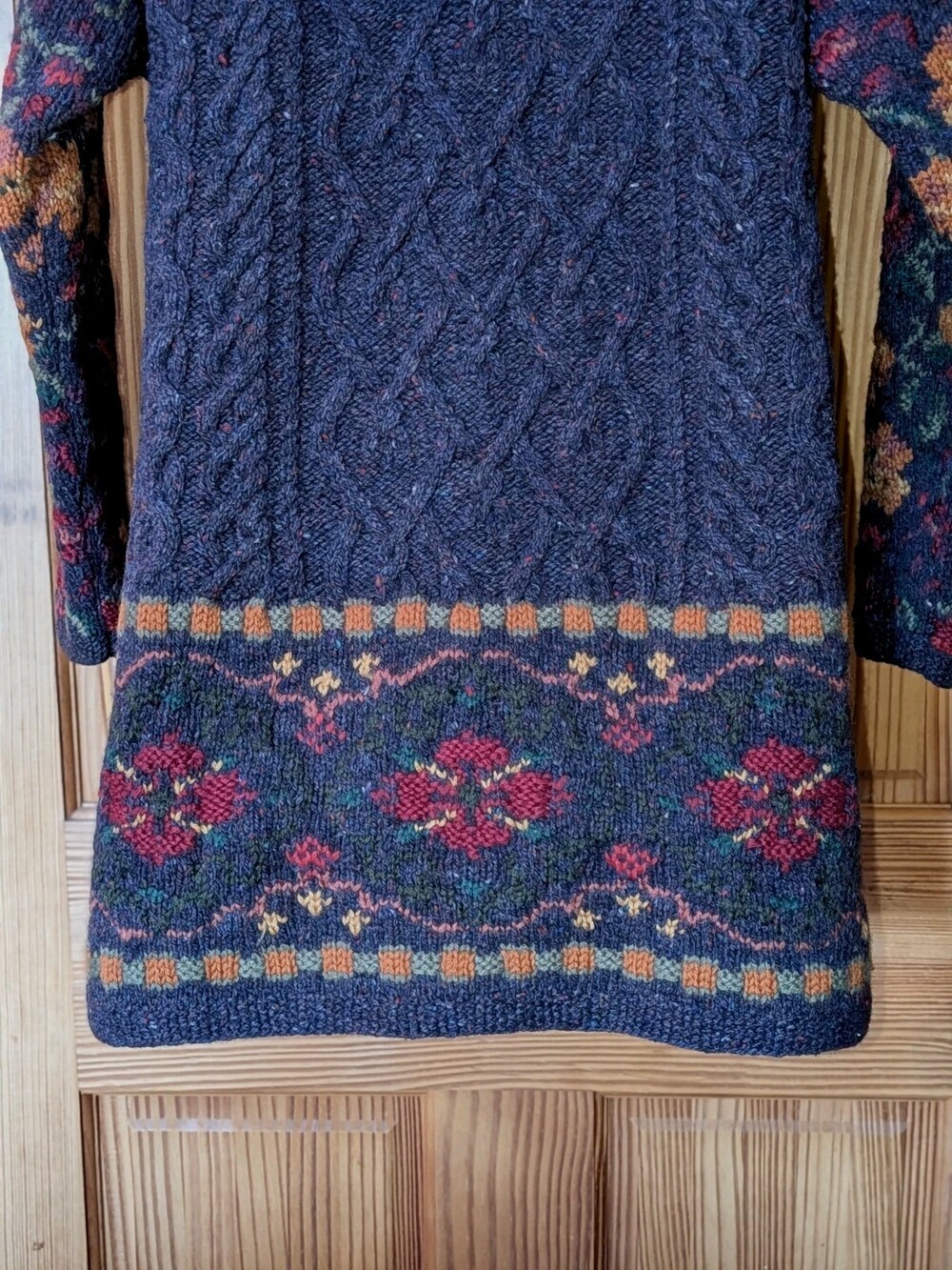 VTG 90s Laura Ashley Wool Tunic Sweater Womens S Floral Cottagecore Cable Knit - Picture 12 of 16